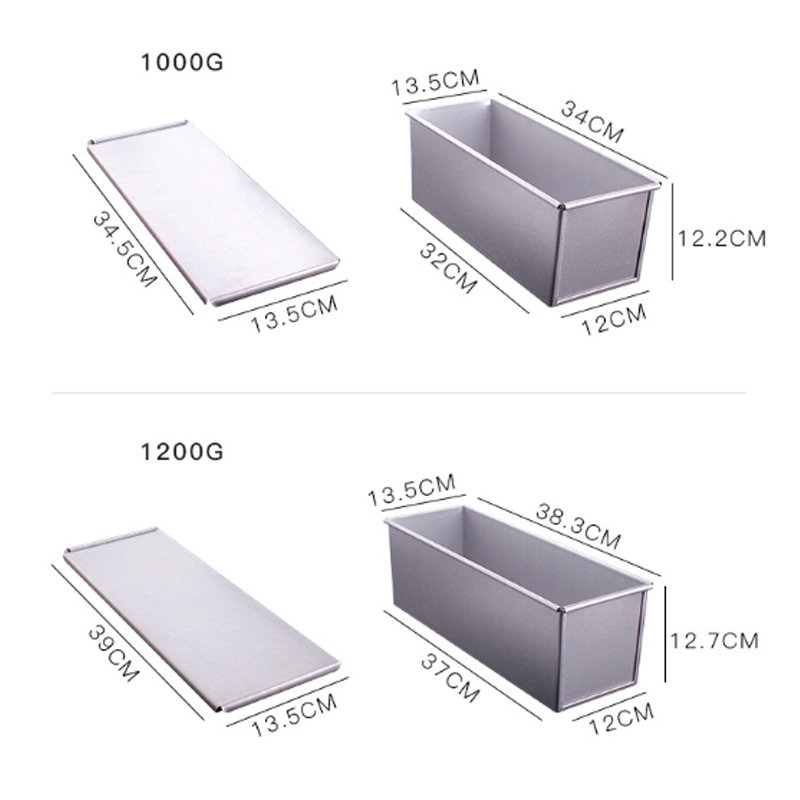 250g/450g/750g/900/1000/1200g aluminiumslegerede toastkasser brødbrød kageform bageværktøj med låg