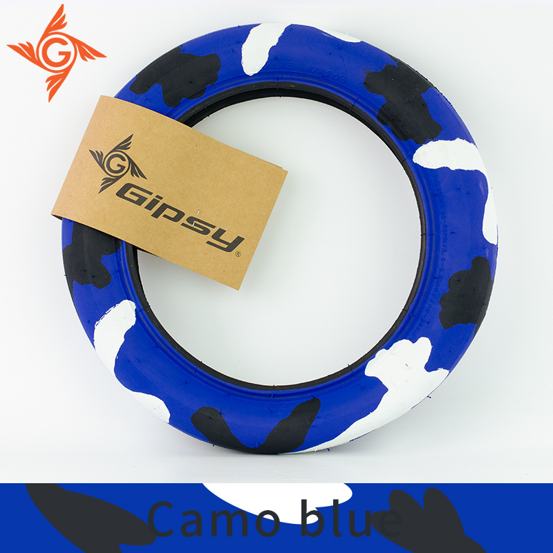 Pneus de vélo 12 pouces pour enfants, pneu lisse, 1.75g, 10 couleurs, 12x240, 60TPI,: camo blue