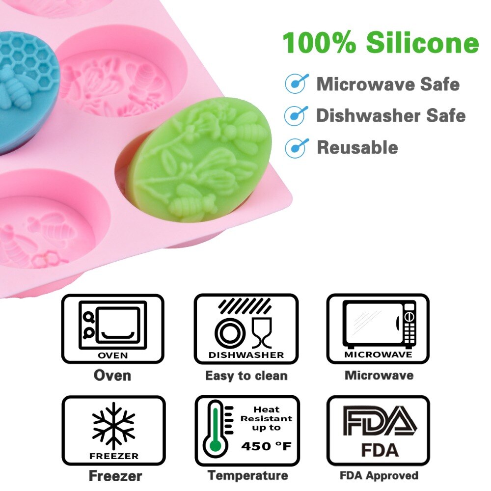 6 Honingraat Vormen Siliconen Zeep Mallen Handgemaakte Voor Zeep Maken Vormen 3D Craft Ovale Rechthoekige Bruiloft Cakevorm Los