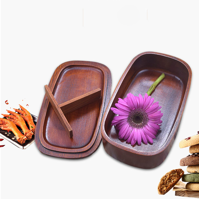Japanese Style Minimalist Willow Jujube Wood Lunch Box Rectangular Wooden Portable Bento Box Container Storage Eco Friendly