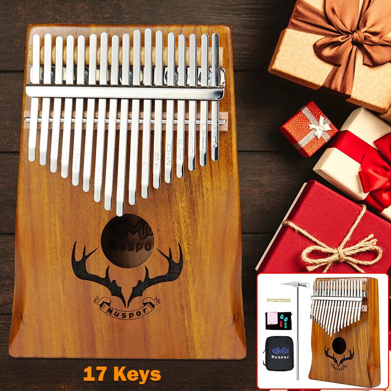 17 Keys EQ kalimba Thumb Piano Link Speaker Electric Pickup calimba Bag Cable Solid Natural Wood Kalimba Musical Instrument