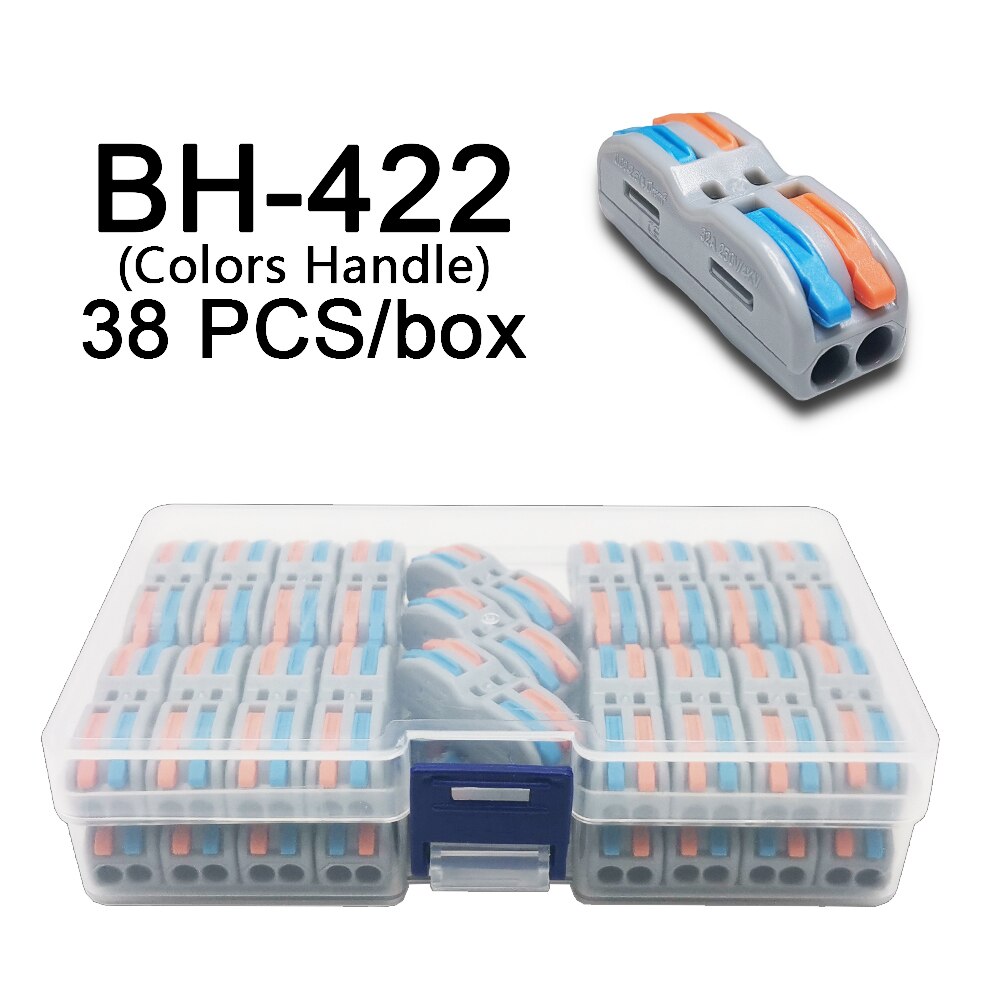 Mini Fast Boxed Wire Connector SPL-2/3/4 SPL-42/62 Compact Conductor Spring Wiring Connector Conductor Push-in Terminal Block: 422C 38PCS