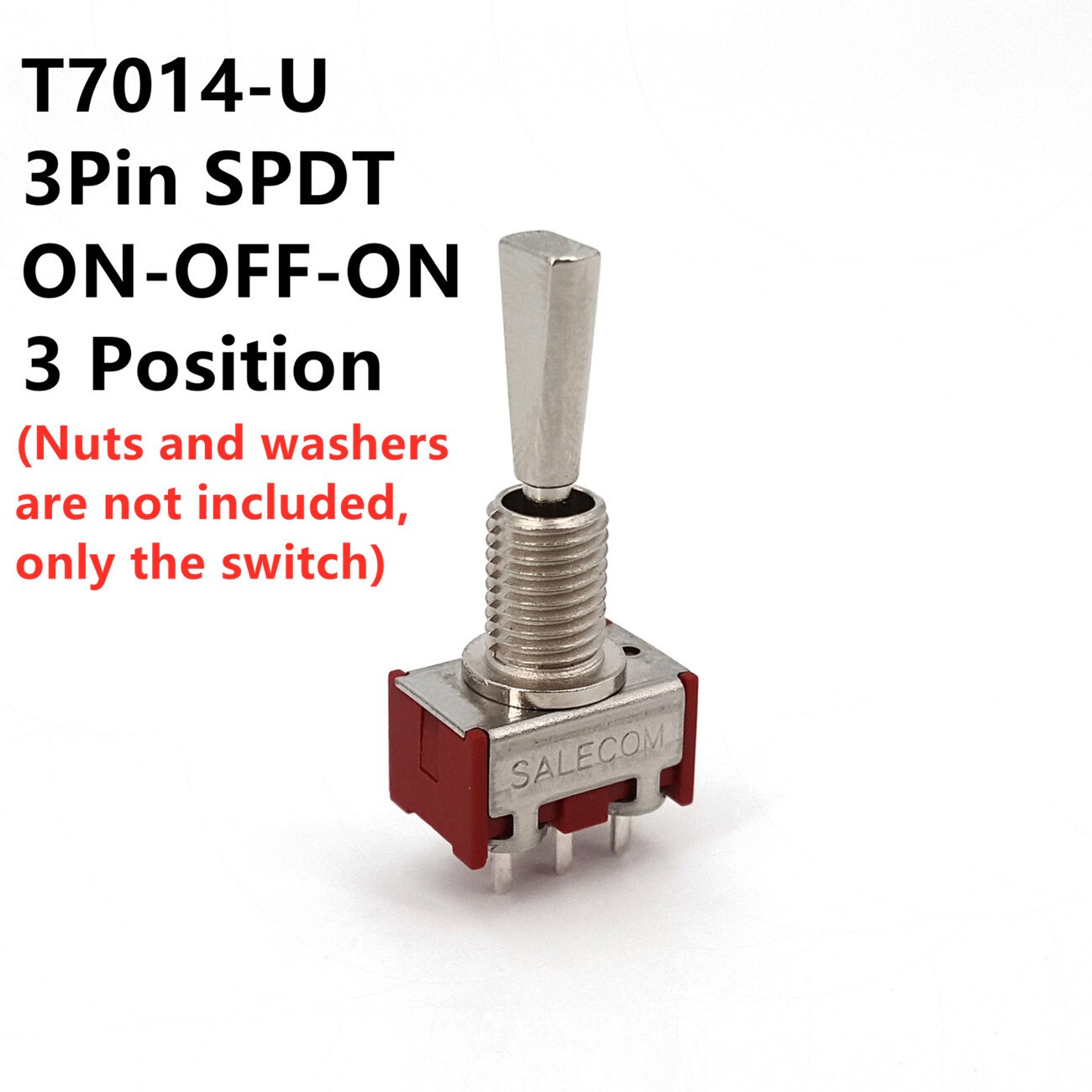 SH T70-T Series Flat Handle 3Pin SPDT Straight PCB Mount Mini Toggle Switch For Remote Control: T7014-U ON-OFF-ON