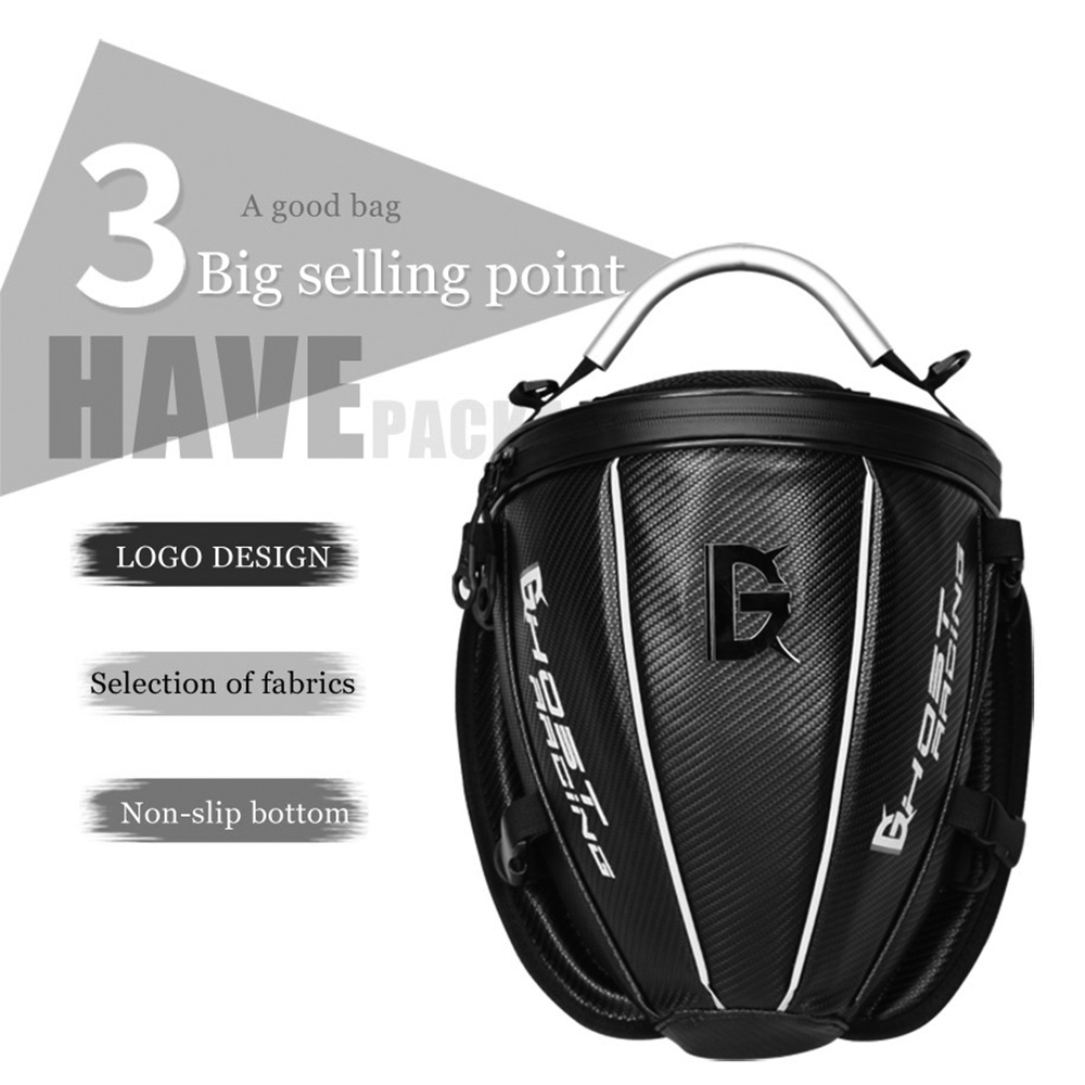 GHOST RACING-bolsa para tanque de combustible de alta capacidad para motocicleta, mochila trasera, duradera, multifuncional