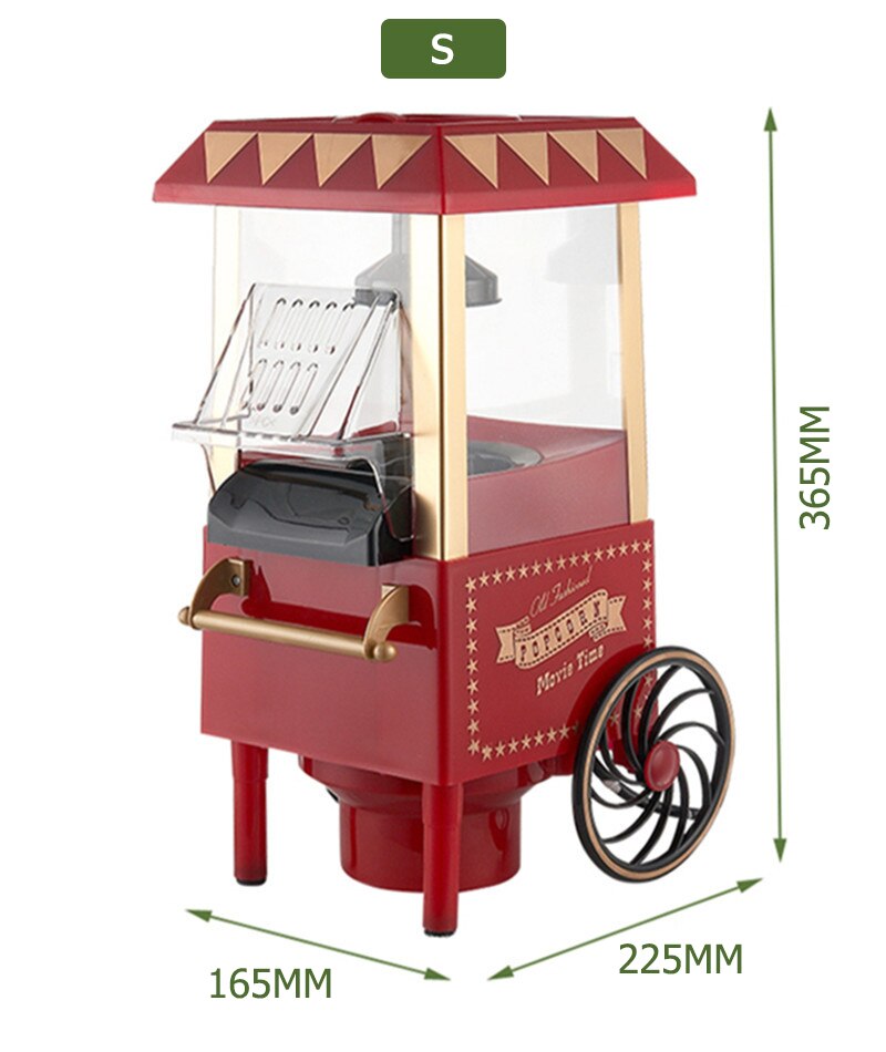 Popcorn maskine lille mini elektrisk karneval popcorn maker 1200w majsfremstillingsmaskine til husholdnings diy majspopper eu-stik: Lille / Eu