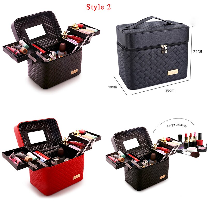 Professionele Make-Up Cosmetische Tas Koffers Multi Verdiepingen Draagbare Vrouwen Make-Up Bag Case Voor Cosmetica