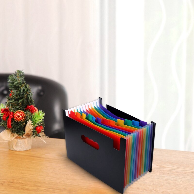 12 Pockets Expanding File Folder A4 Paper Business File Organizer Multi-Layer Classification Expanding Folder Document Holder