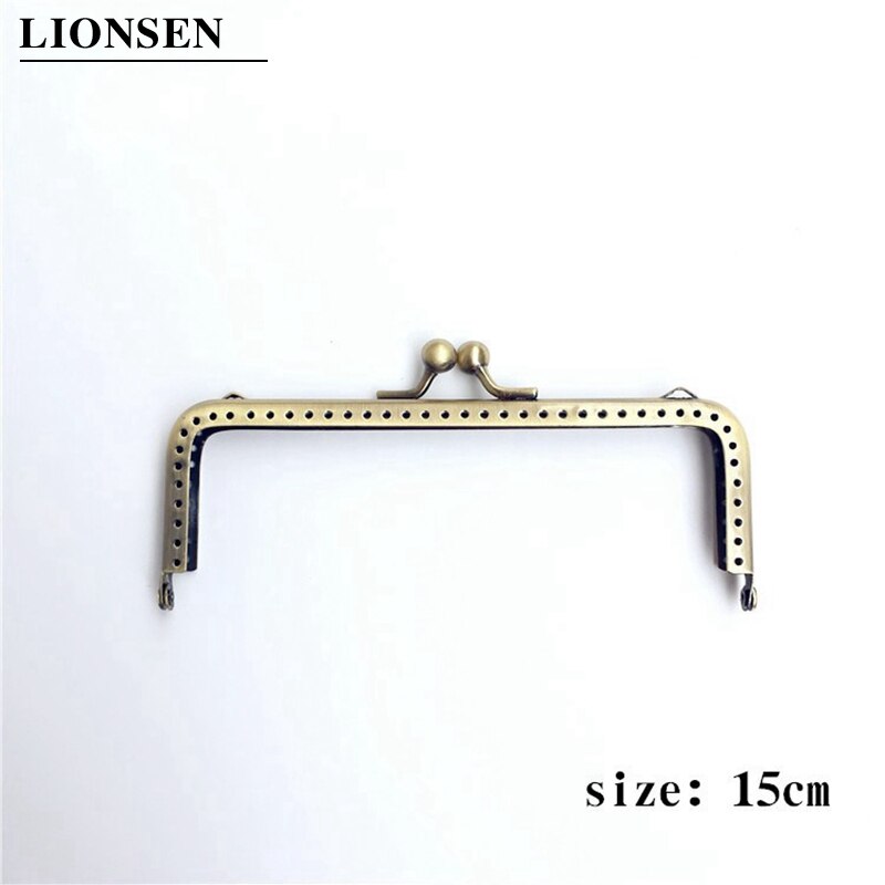 LIONSEN 8.5/12.5/15.5/18/20cm Glossy finish Antique Bronze Square Metal Purse Frame Handle for Clutch Bag Accessories Kiss Clasp