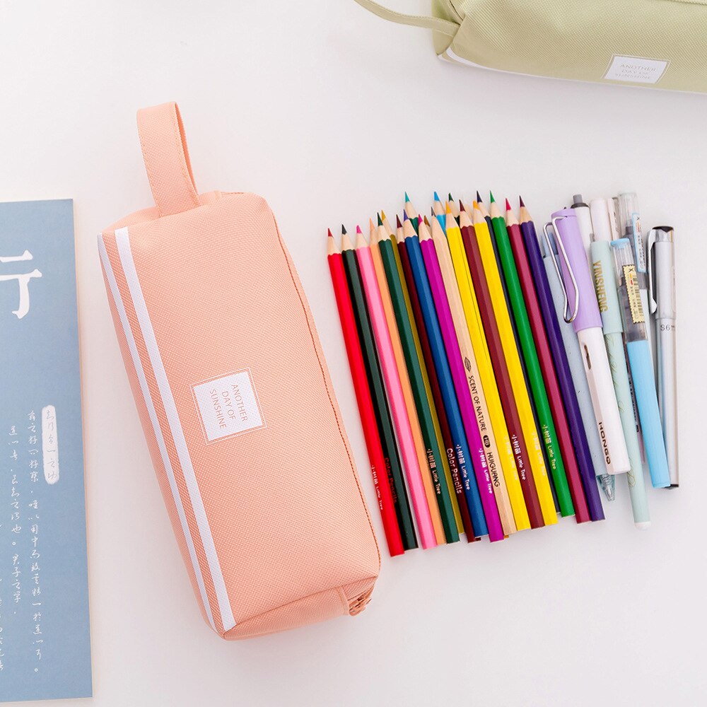 Double Layer Zipper Large Pencil Case Kawaii School Pencilcase Big Pen Box For Girls Cute Stationery Supplies Bag