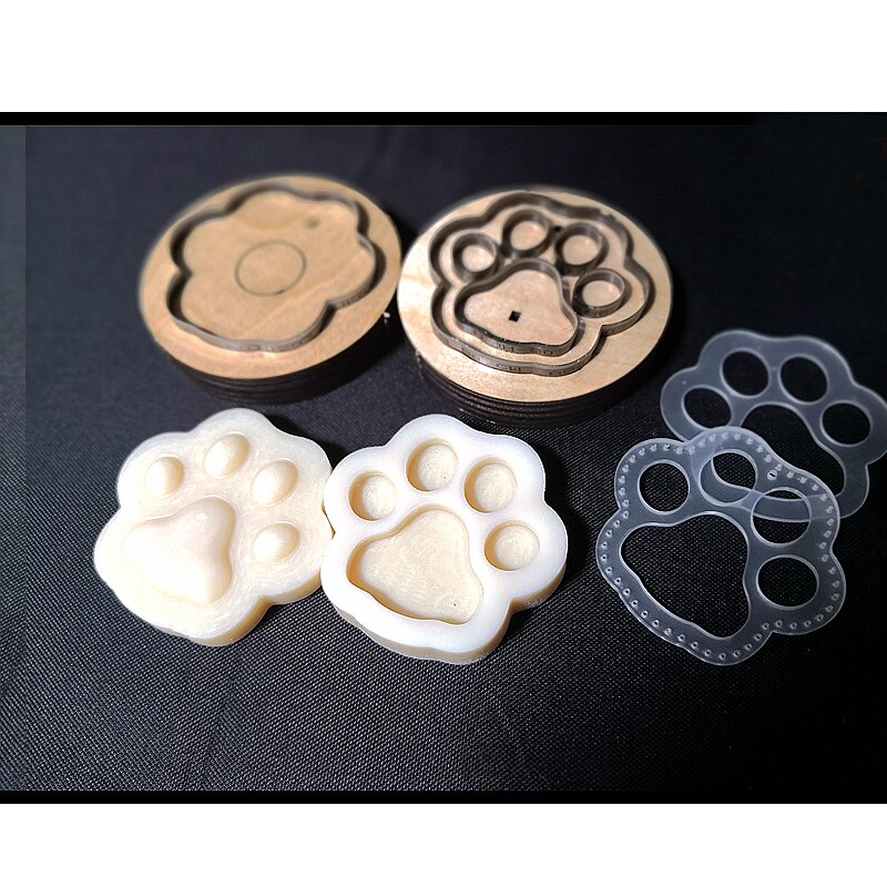 LLavero de pezuña de gato y perro para manualidades, molde de plástico para modelado con forma de colgante artesanal, troquelado, juego de moldes de plástico de 75mm