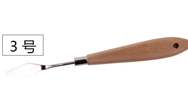 Paleta de cuchillos de para pintar espátula de acero inoxidable, mango de madera, suministros de arte para artista, pintura al óleo de lona, mezcla de colores: 3