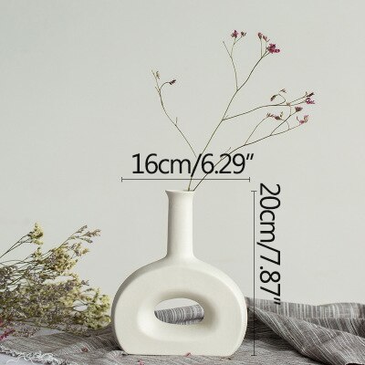 Hvid porcelæn blomstervase stue dekoration figurer håndværk håndværk tørre blomster planter holder uregelmæssig vase: E