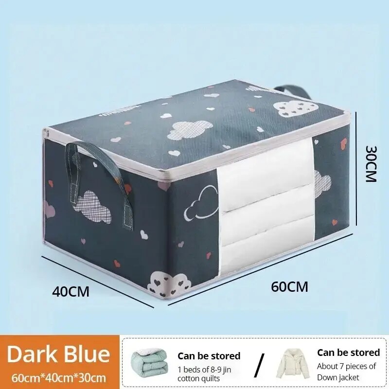 1pc Grote/Kleine Quilt Kleding Opbergtas Vocht Stofdicht Organizer Grote Capaciteit Dekbed Deken Sorteren Zakken: Blauw