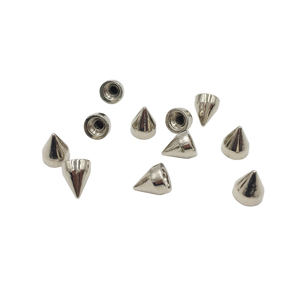 7*9mm 100 sett sølv punk pigg legering pigger kjegle skrue tilbake metall nagler leathercraft nagle kule pigg punk flekker