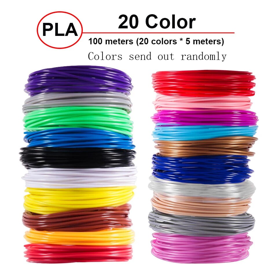 5m 20 farver 3d pen refills pla 3d pen printkabler 3d printerfilament printmaterialer højpræcisionsprinterkabel: Default Title