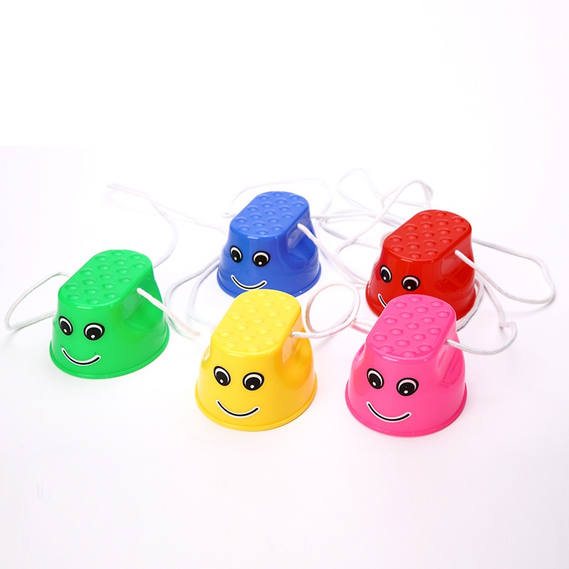 Mini zapatos zancos de juguete deportivo exterior para niños, diversión, equilibrio de plástico grueso, entrenamiento cara sonriente para de niños, 1 par