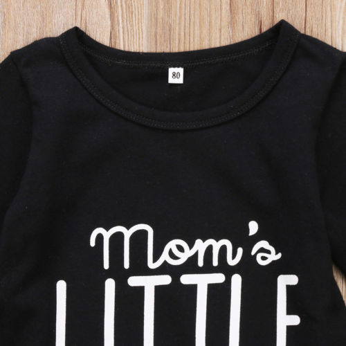 Fall Autumn 0-24M Infant Baby Boys MOM'S LITTLE BOY Letter Print Long Sleeve Romper Black Jumpsuit Outfit Clothes