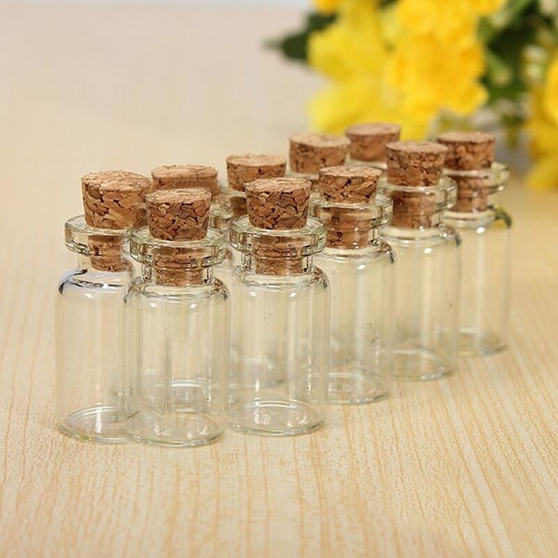 10 Stuks 1 Ml Tiny Kleine Clear Cork Flessen Flesjes Voor Bruiloft Decoratie Christmas J2Y: Default Title