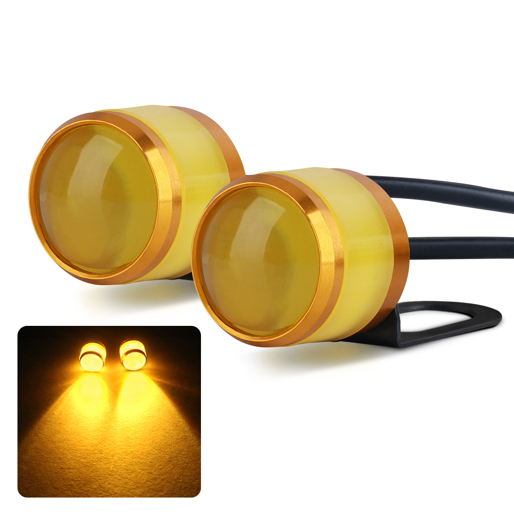 Foco estroboscópico intermitente para motocicleta, luz LED DRL para conducción, lámpara de espejo de ojo de águila, accesorios estroboscópicos para Moto ATV, 2 uds.: Castaño