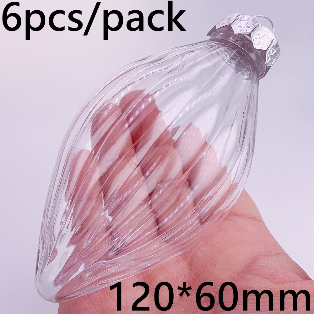 6 Stuks X Diy Shatterproof Transparant Huis Kerstversiering Kerstbal Ornament 115*60Mm Plastic Diamant: WHITE