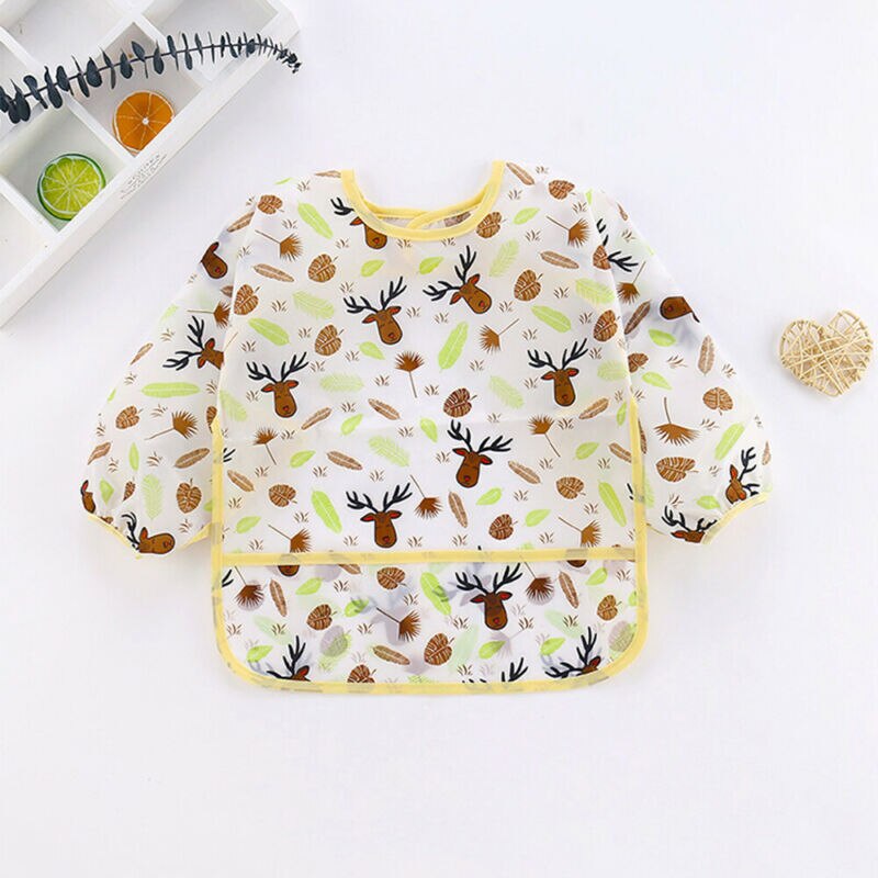 Baby Peuter Lange Mouw Waterdichte Feeding Bib Art Schort