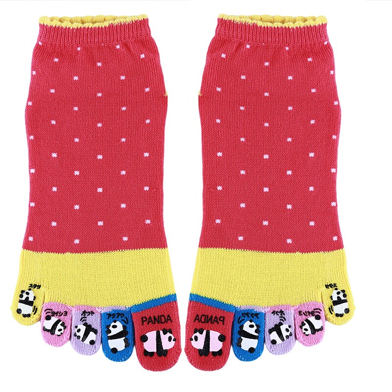 Calcetines de Pilates antideslizantes divertidos de dibujos animados con cinco dedos, calcetines deportivos informales de interior separados para hombre, calcetines de algodón para Yoga para mujer: red