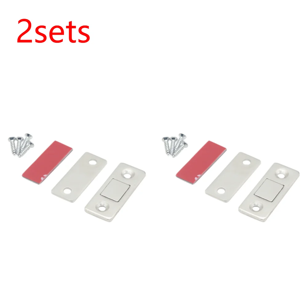 20-1 set magnetisk dörrspärr ultratunn skåpdörr magnetisk spärr självhäftande lådspärr dörrstängare lådmagnetspärr: Krom