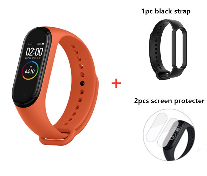 Xiaomi – bracelet connecté Mi Band 4, avec écran tactile AMOLED, capteur d'activité physique avec suivi du rythme cardiaque, Original: orangeadd blackstrap