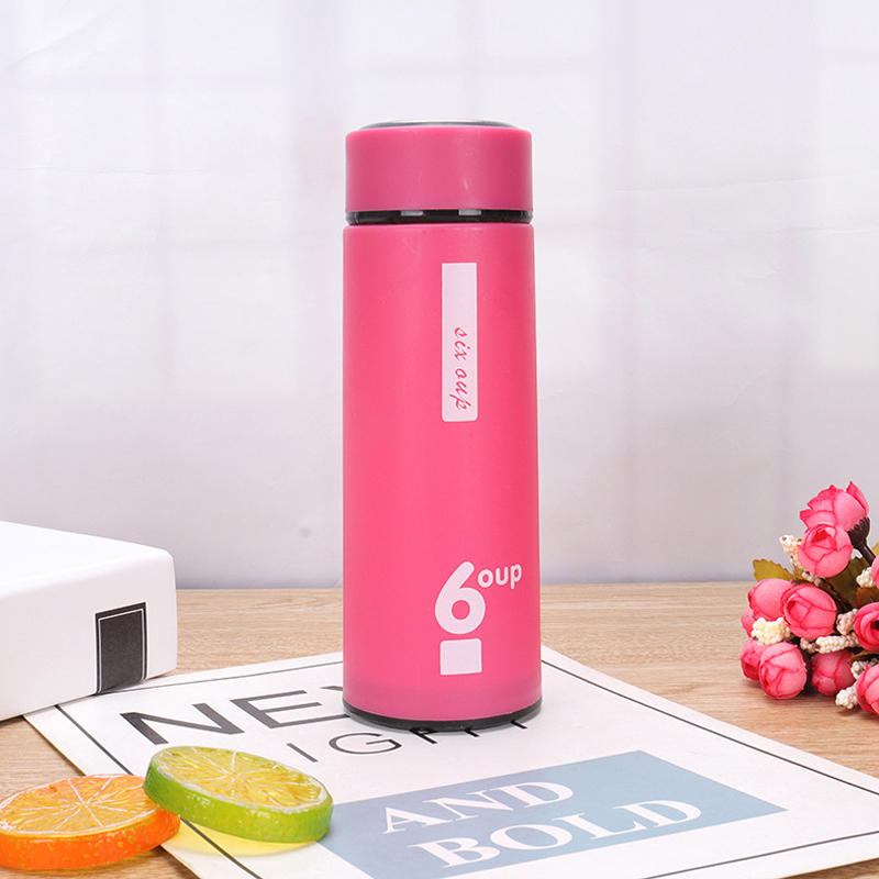 Oape 350ml 12oz isolasjon dobbeltlags reise lekkasjesikker virksomhet glass vann kopp farge plast skall vannflaske: Rosa