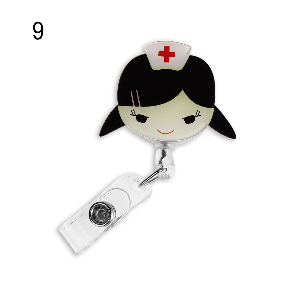 Mini Cute Cartoon Retractable Badge Reel Nurse Lanyards Student Nurse ID Name Card Badge Holder Clips School Office Supplies: 9