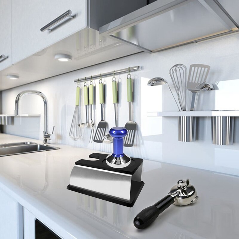 Stevige Rvs Siliconen Espresso Koffie Tamper Stand Barista Tool Aanstampen Houder Rack Plank Koffie Machine Tool