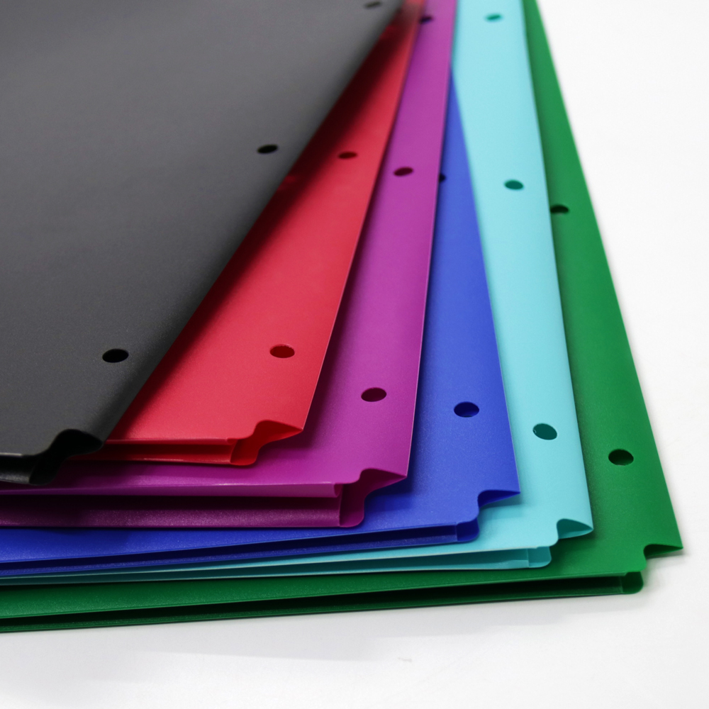 Comix 2 Pocket Folders, Letter Size Poly File Portfolio Folder with 3-Hole Punch, Plastic Folders w/ Pockets, 12pcs/Pack