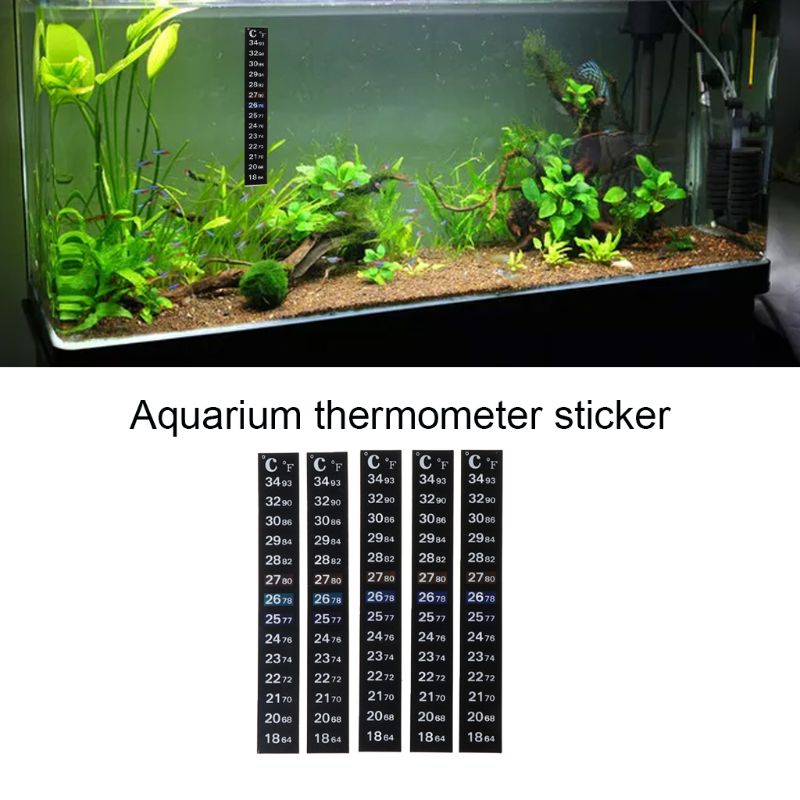 Waterproof Tank Aquarium Thermometer LCD Fish Tank Temperature Measurement Strip Digital Display Aquarium Rubber Temperature