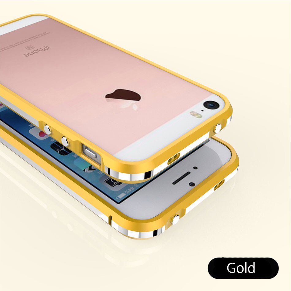 Étui de luxe pour iPhone 5s 5 aluminium pare-chocs antichoc armure housse pour iPhone SE: Or