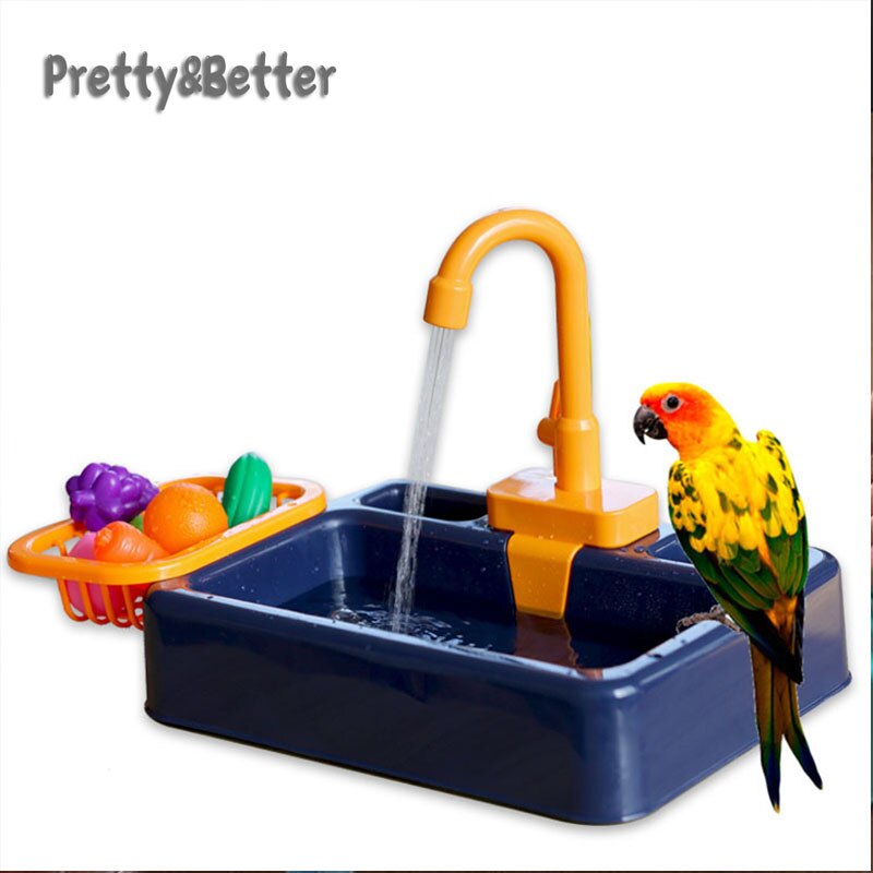Ducha para loros, bañera para aves, piscina para loros, jaula de baño para Calopsita, juguetes para periquitos, grifo para lavabo de baño para cacatúa, Corella para loros