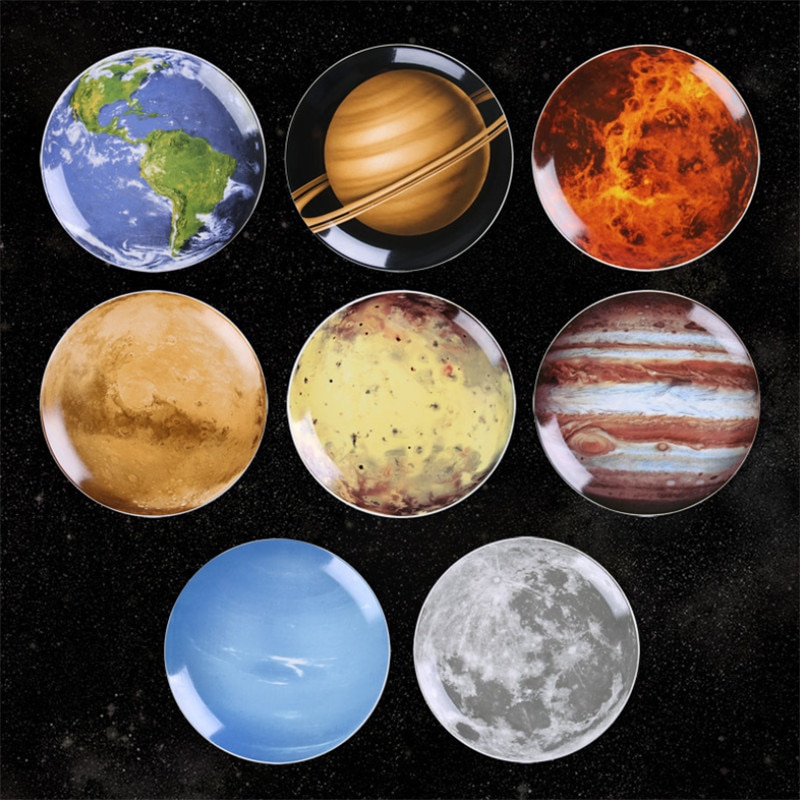 Ceramic Planet Wall Hanging Decorative Plate Nordic Modern Cosmic Ornaments Astronaut Home Wall Decoration Crafts