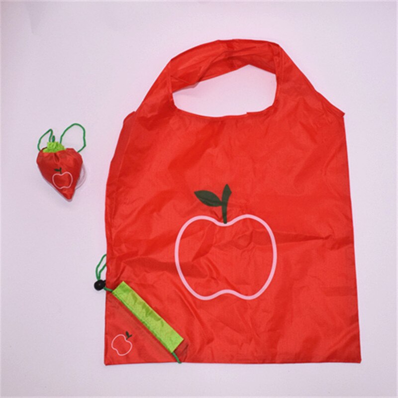 Eco Opslag Handtas Rose Bloemen Vorm Opvouwbare Boodschappentassen Herbruikbare Vouwen Kruidenier Nylon Grote Zak Leuke Tote Pouch 1 stuks: apple