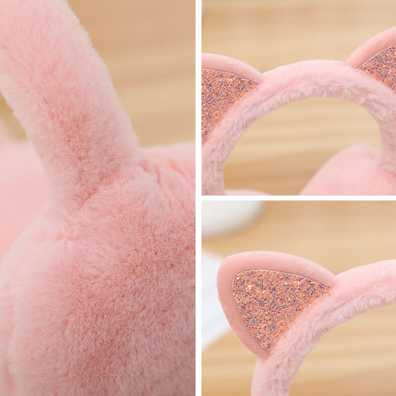 Ear Muffs Cat Animal Ears Warmer For Women Girls Cute Winter Outdoor Ear Cover Warm Sequin Earmuffs Fluffy Earflap Ear Warmers