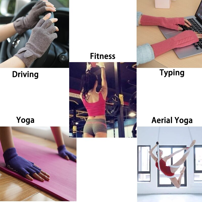 Gants de Yoga antidérapants pour femmes, 1 paire, pour Fitness, gymnastique, Pilates, équilibre, , entraînement, protection des mains, demi-doigt