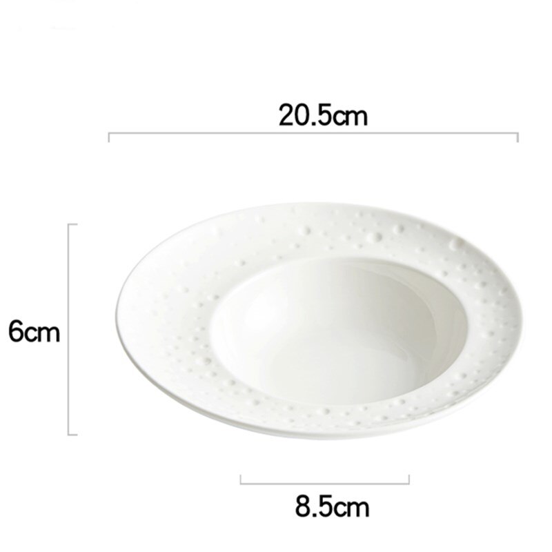 Plato blanco con forma de sombrero de paja para el norte de Europa, vajilla de decoración para restaurante, plato de sopa de carne y espagueti, plato de postre y fruta: A--20.5CM