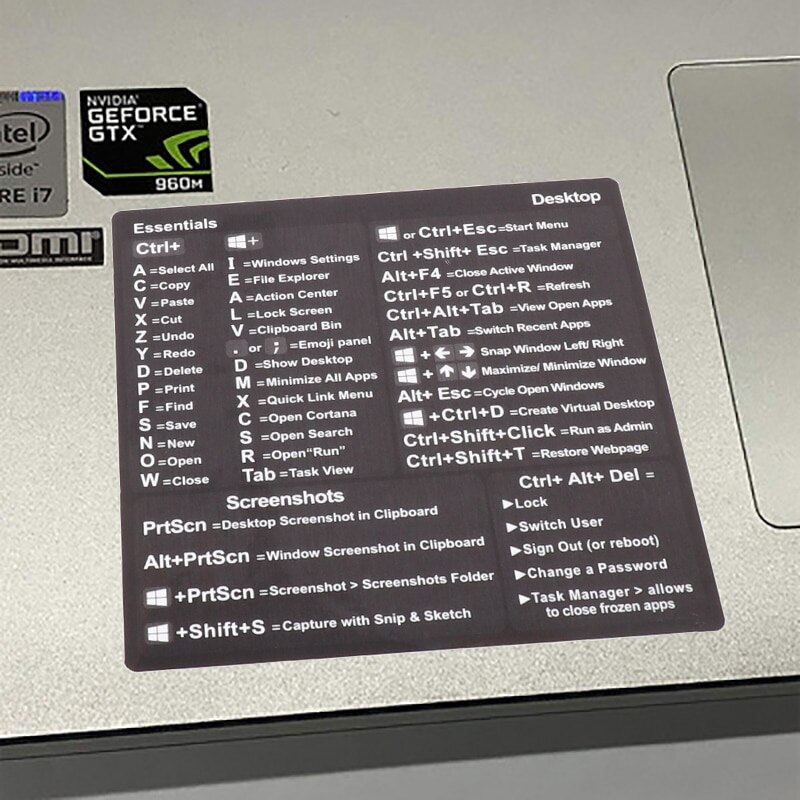 Windows PC Reference Keyboard Shortcut Sticker Adhesive for PC Laptop Desktop For Laptop PC