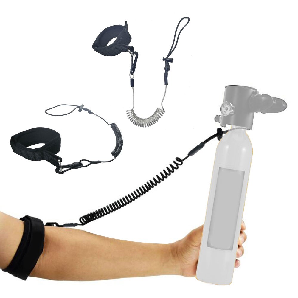 Stretchable Anti-Verloren Safty Opgerolde Hand Lanyard Touw Voor 0.5L Mini Scuba Tank Duiken Zuurstof Cilinder