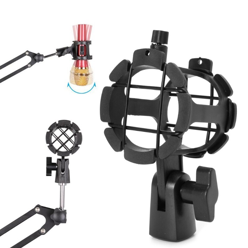 NB04 Bearable Handheld Condenser Microphone Shock Mount Clip Mic Holder Stand 77UB