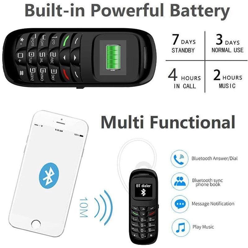 BM70 Mini bluetooth handset phone 0.66 inch Unlocked Mini Mobile Phone Bluetooth Earphone Dialer Single SIM Card
