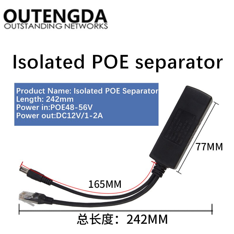 Separador poe de isolamento à prova d&#39; água padrão 802.3af 48v a 12v