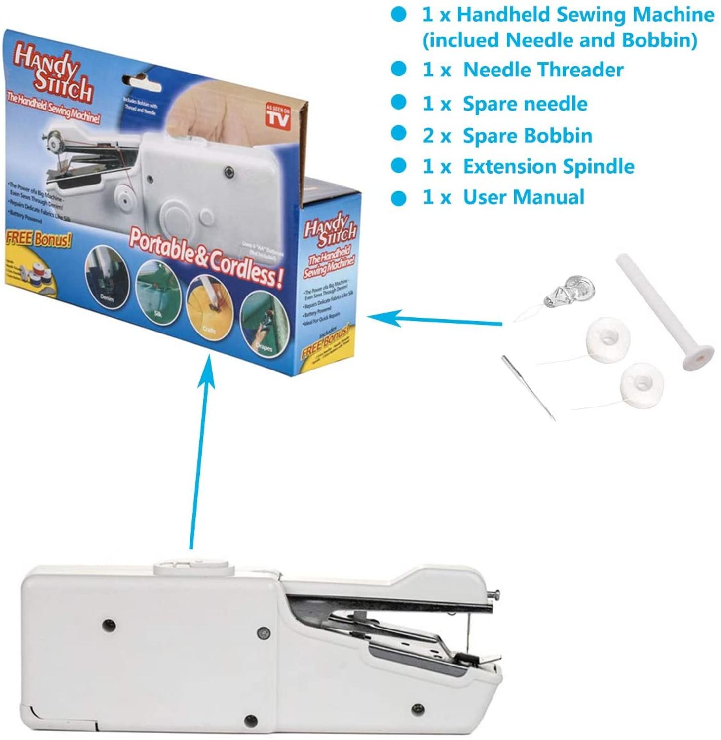 Mini Portable Sewing Machine Handheld Cordless Quick Clothes Stitch for Home Travel