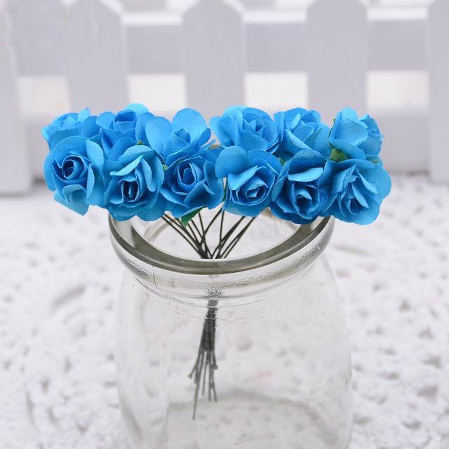 Nueva decoración flores 12 unids/lote 1,5 cm mini rosa de papel DIY scrapbooking floral accesorios de boda decoración de la: 1