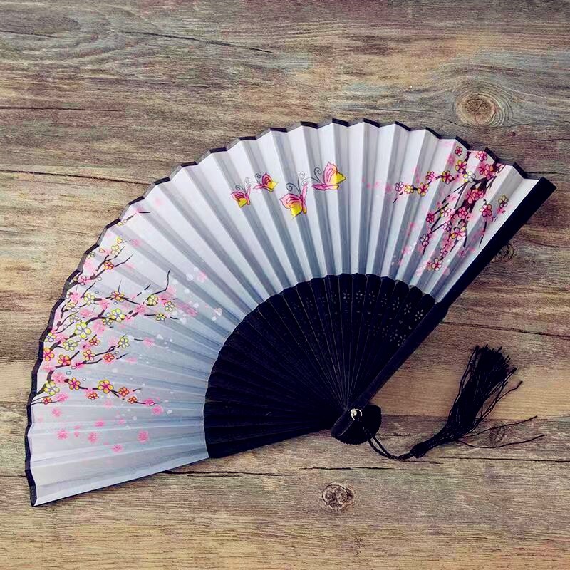 Zijde Fan Chinese Japanse Stijl Vouwen Fan Home Decoratie Ornamenten Patroon Art Bruiloft Dance Hand Fan Papier Fans: Dongxuexiangxiang