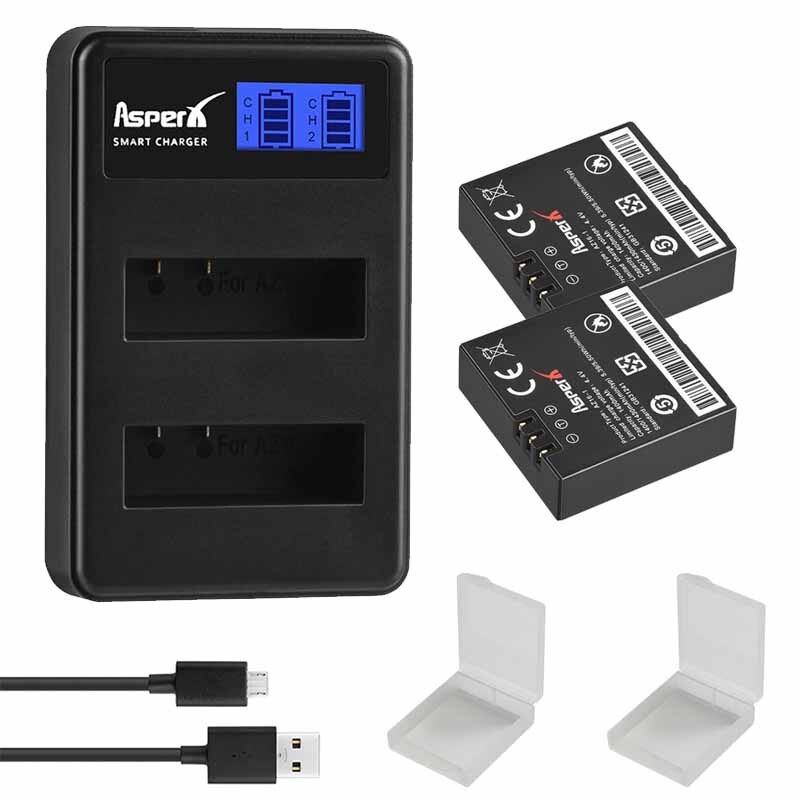 Batería de AZ16-1 para cámara de acción Xiaomi Yi II yi 4k, cargador LCD, 4k, batería de AZ16-2, para Xiaoyi Lite Yi 360 VR: 2Pcs Set