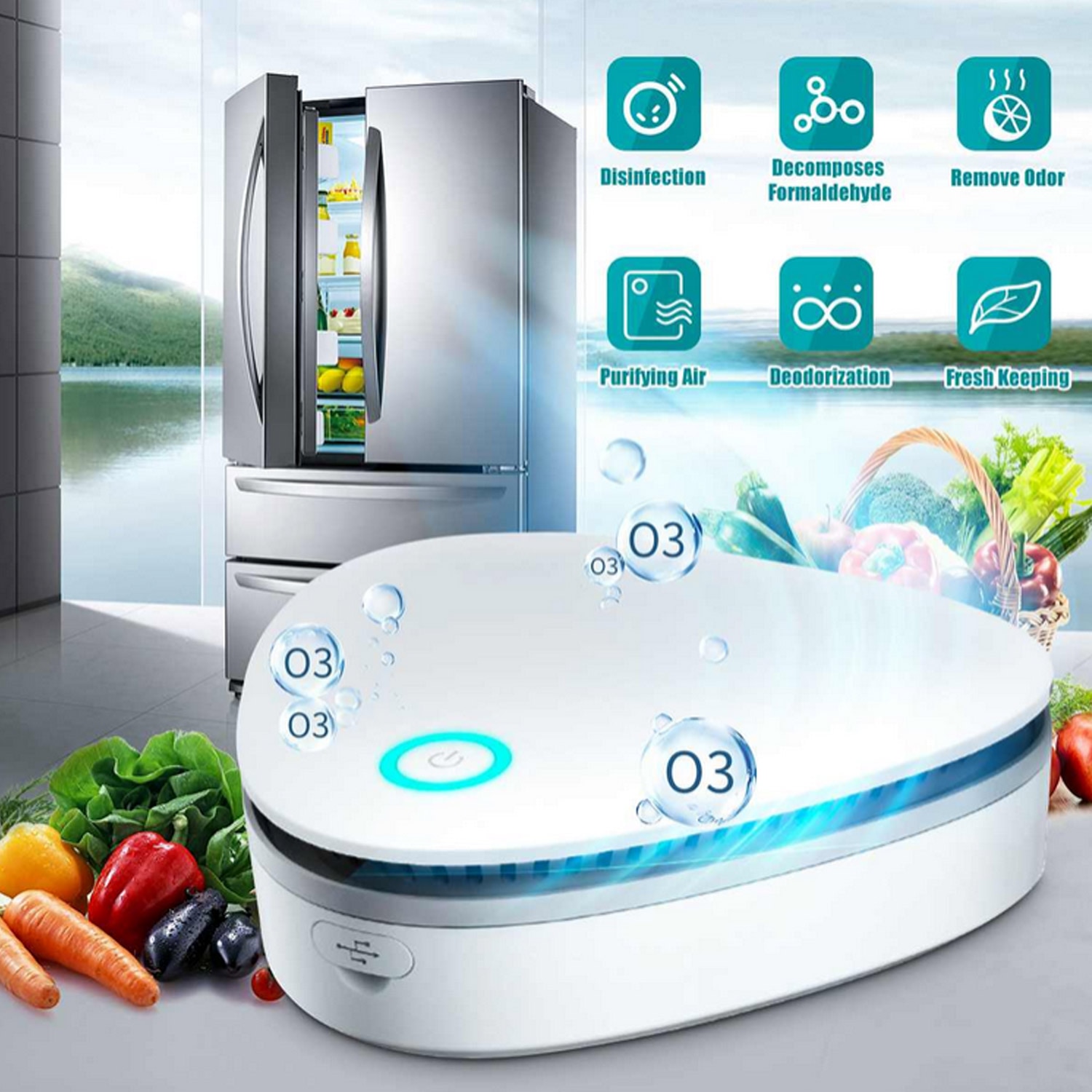 Portable USB Rechargeable Ozone Generator Air Purifier Odor Eliminator Deodorization Sterilizer for Fridge Shoe Cabinet Cupboard